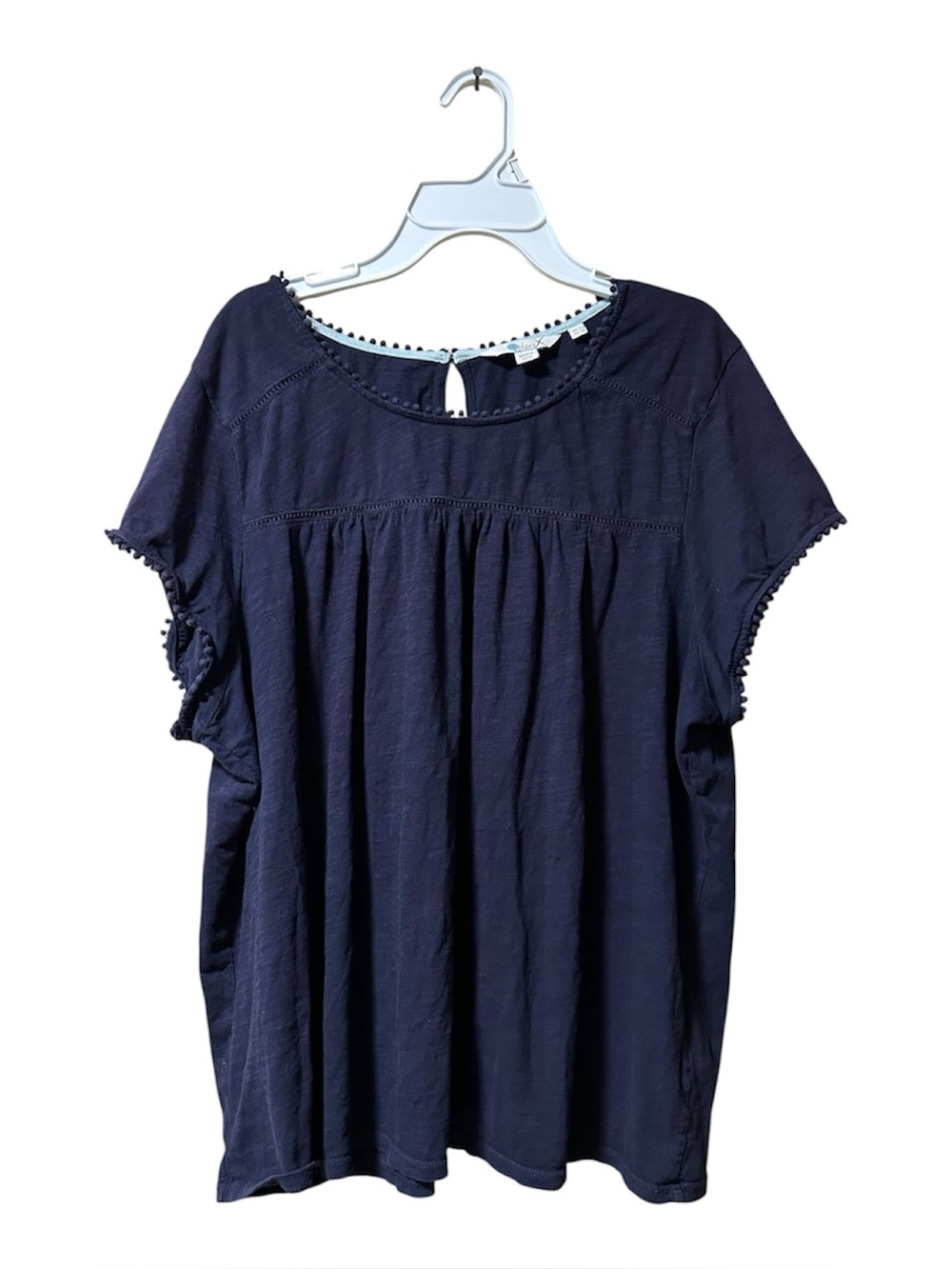 Boden Blue Cotton Boho Babydoll Top Womens US 18 Plus Size Peasant Coastal